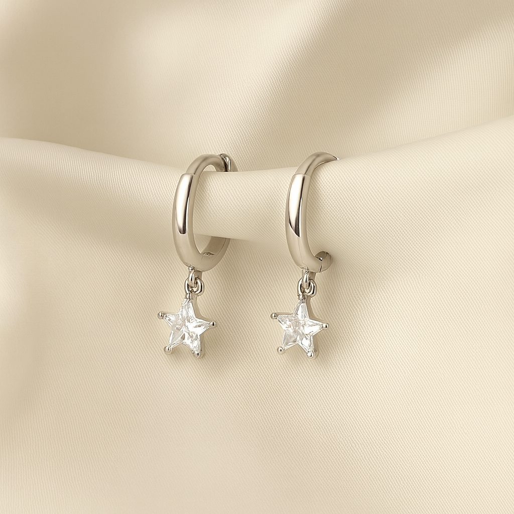 Huggies Plata 💎 Estrella Circonita ⭐️