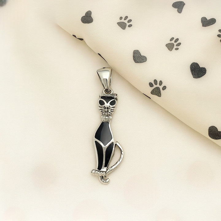 Dije de Plata Gato Ónix