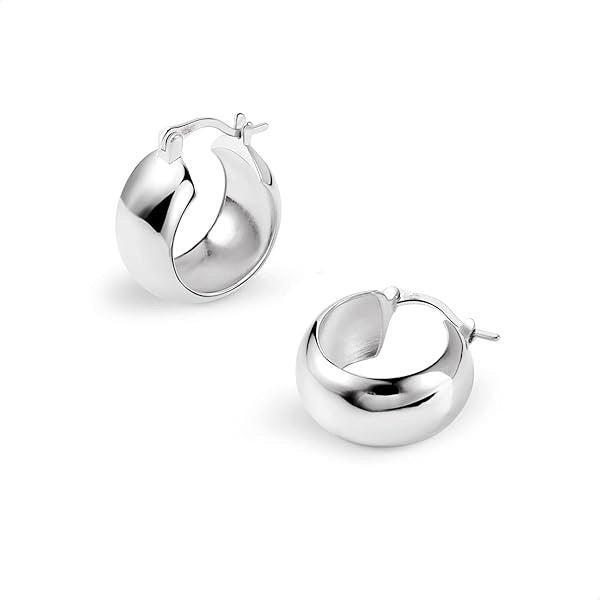 Argollas Acero Lisa Plateada Gruesas