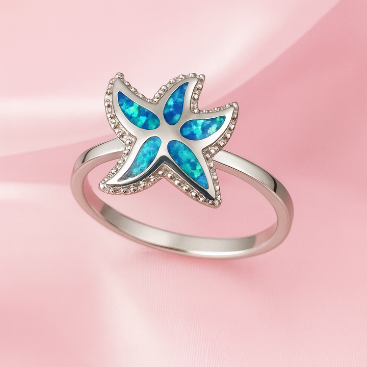 Anillo de Plata Estrella de mar Opaló