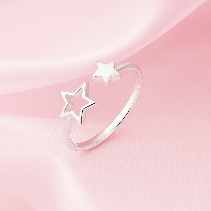 Anillo de Plata Estrellas ajustable