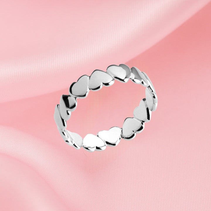 Anillo de Plata Corazones Lisos