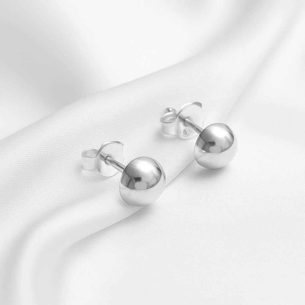 Aretes Plata ⚪️Media Bola 5MM