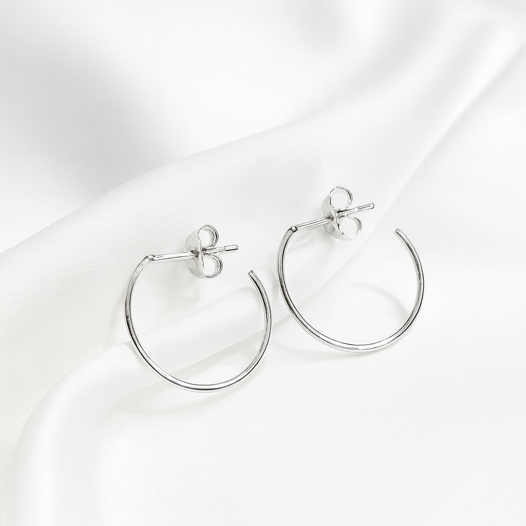 Aretes Plata 🔘Media Argolla Lisa