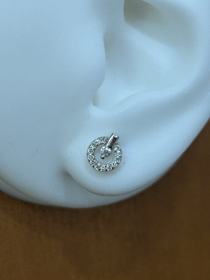 Aretes Plata Circulo Palito  7MM