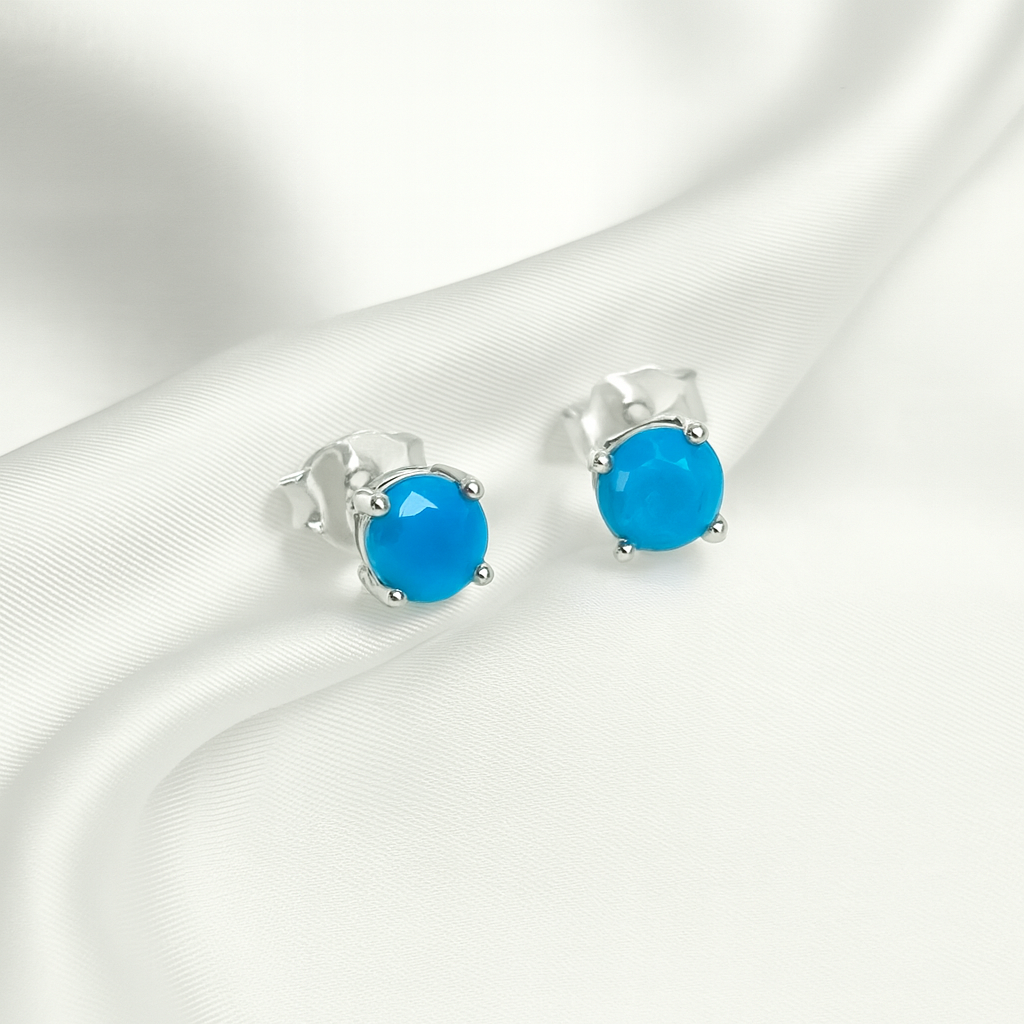 Aretes de Plata Circonita Turquesa 6MM