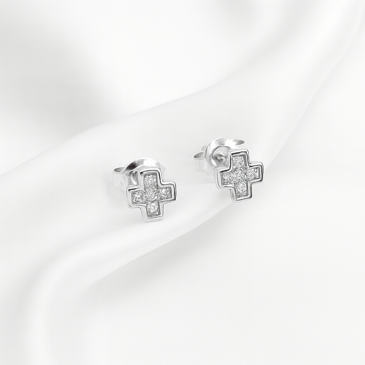 Aretes Plata Mini Cruz ✝️ 6MM