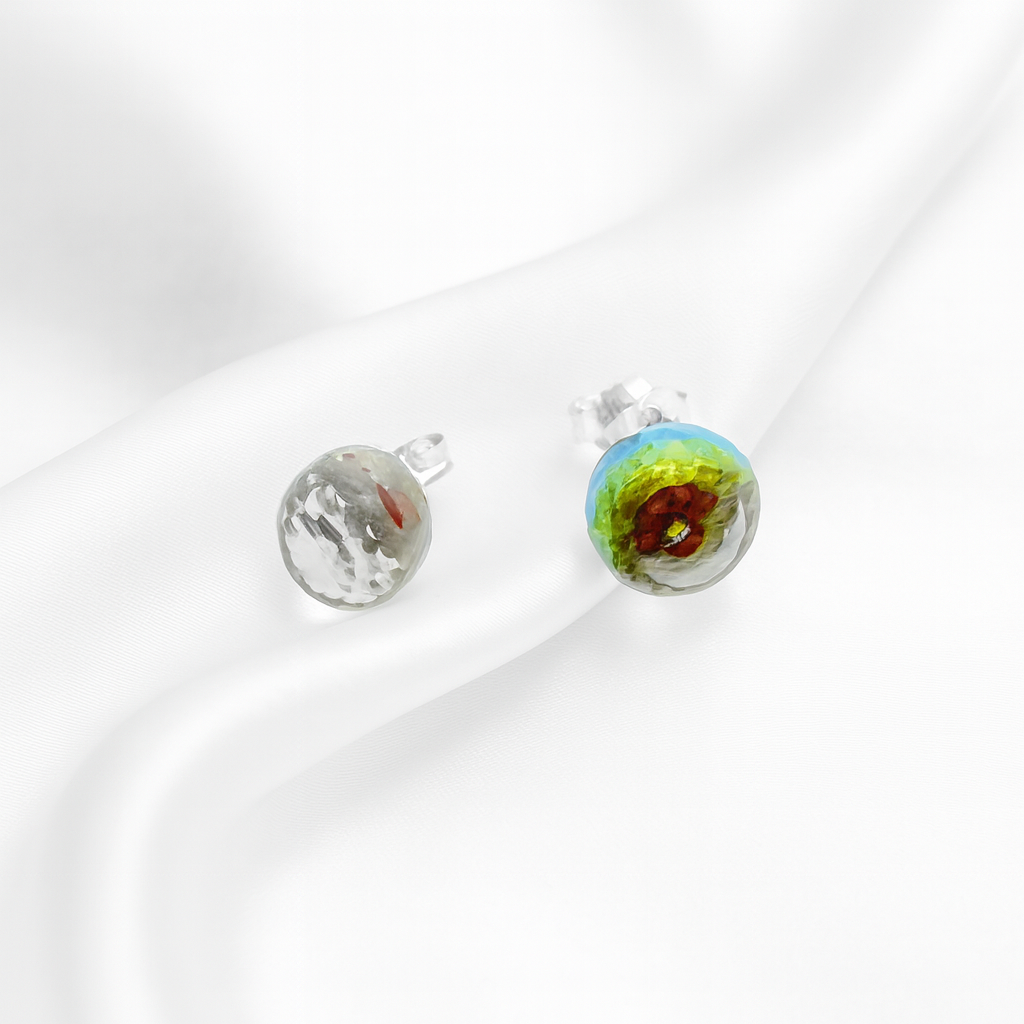 Aretes Bola Tornasol 10MM Plata