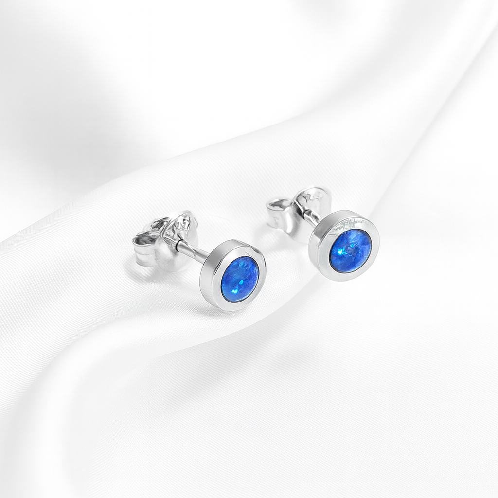 Aretes Ópalo Redondos 6MM 🔵