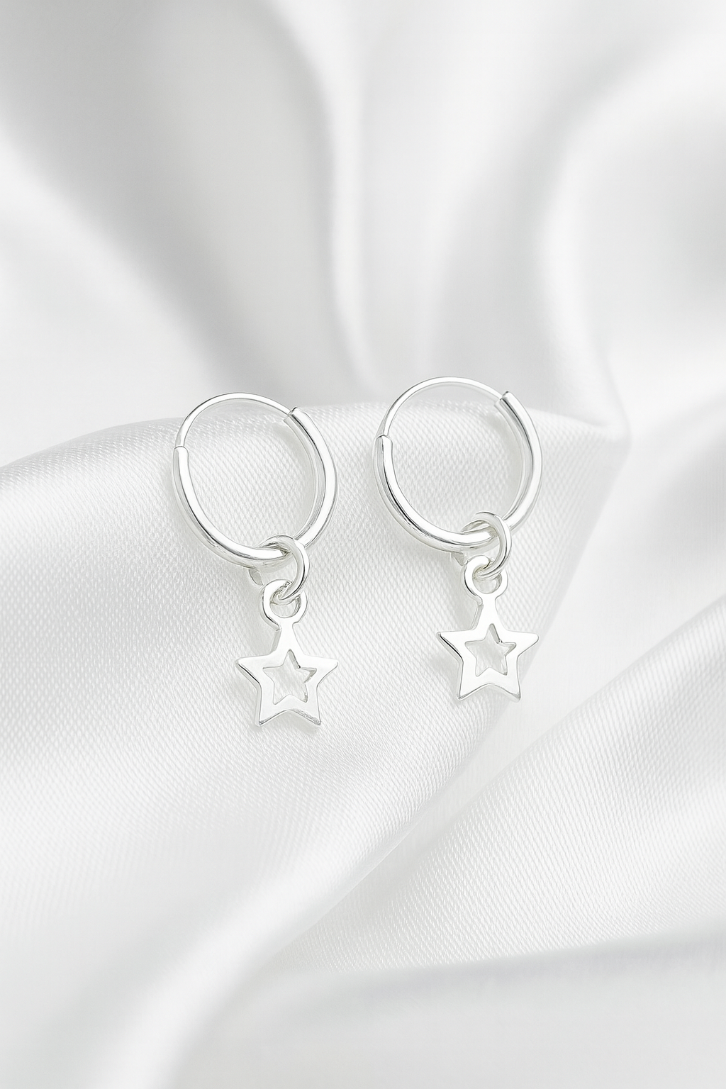 Argollas Plata Colgantes Estrellitas pequeñas