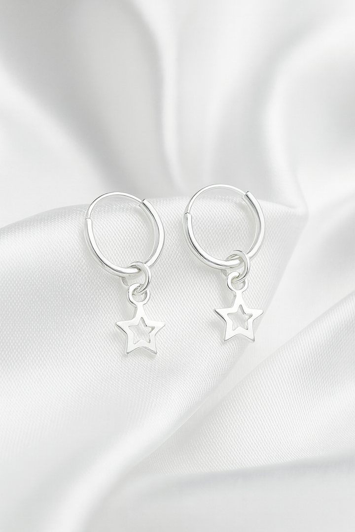 Argollas Plata Colgantes Estrellitas pequeñas