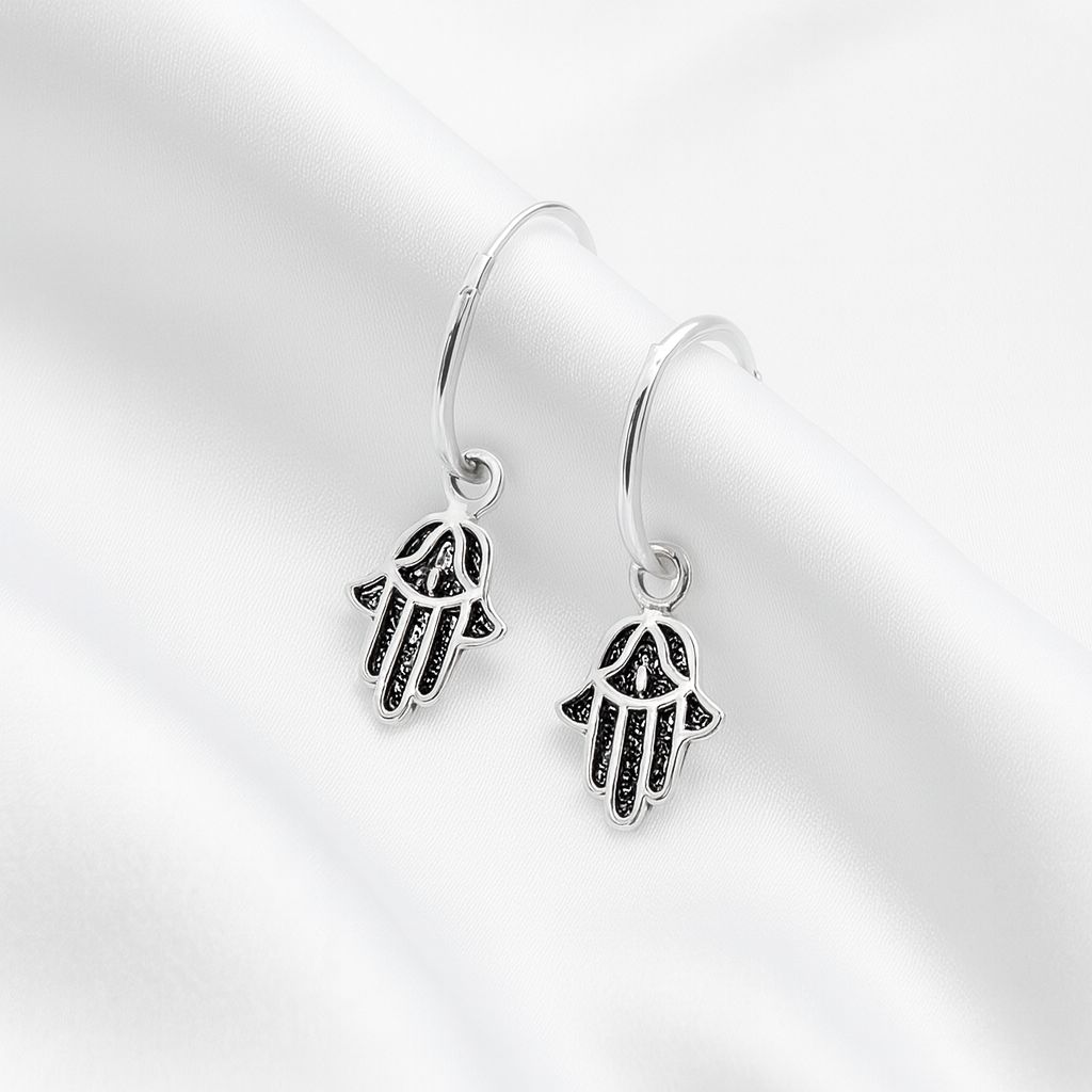 Argollas Colgantes Mano de Fátima 🪬