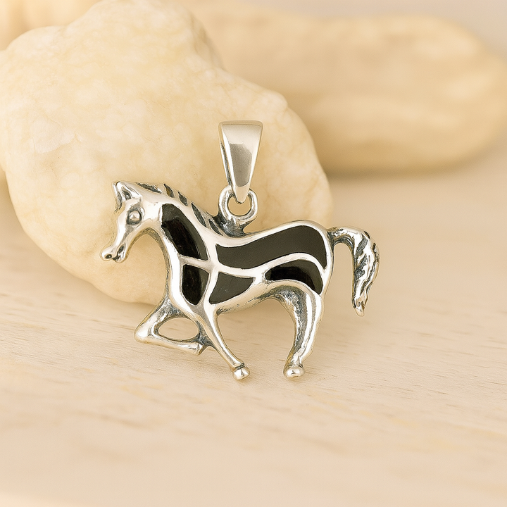 Dije de Plata unicornio Ónix