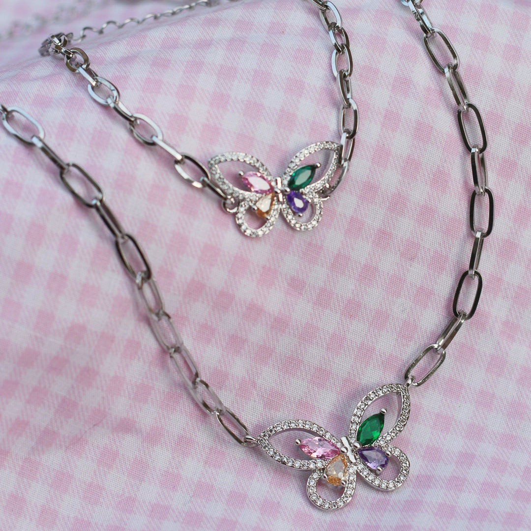 Collar y Pulsera Mariposa 🦋 Plateado