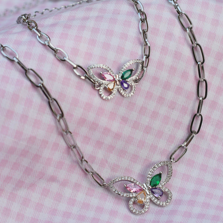 Collar y Pulsera Mariposa 🦋 Plateado
