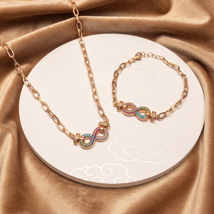 Collar y Pulsera Infinito ♾ Oro Rosa