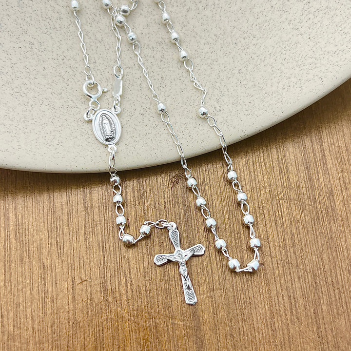 Rosario Plata Virgen Guadalupe 3MM