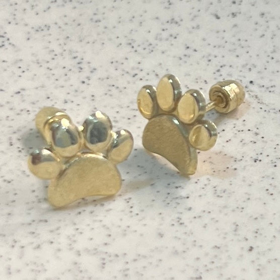 Aretes de Oro 10k Huellita 7MM