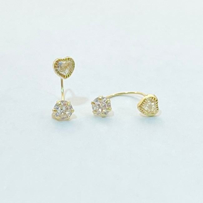 Aretes de Oro 10k Teléfono Corazón 4MM