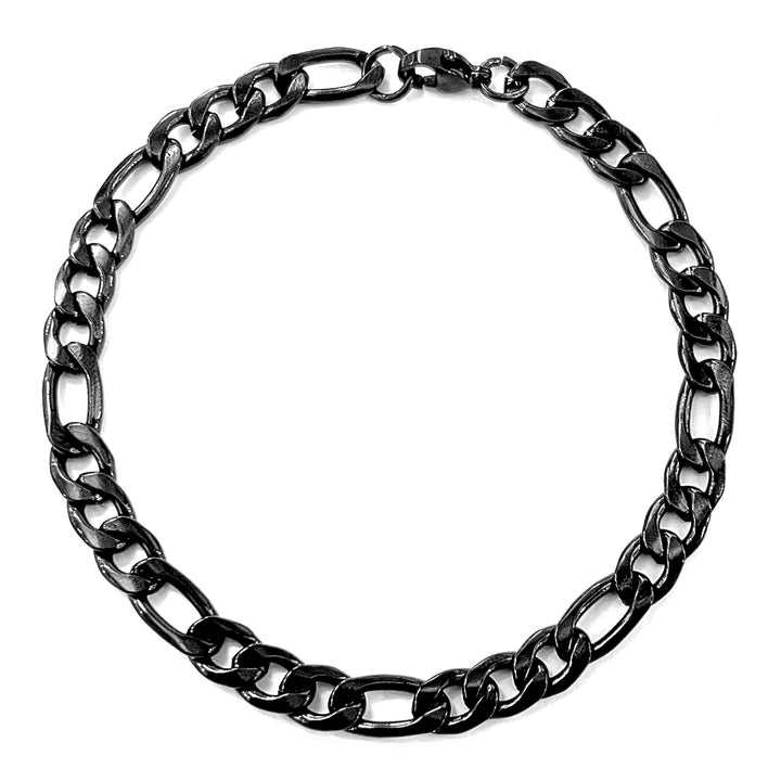 Pulsera Acero Figaro Negra 6MM