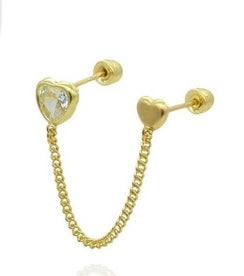 Aretes de Oro 10k Cadena Corazón