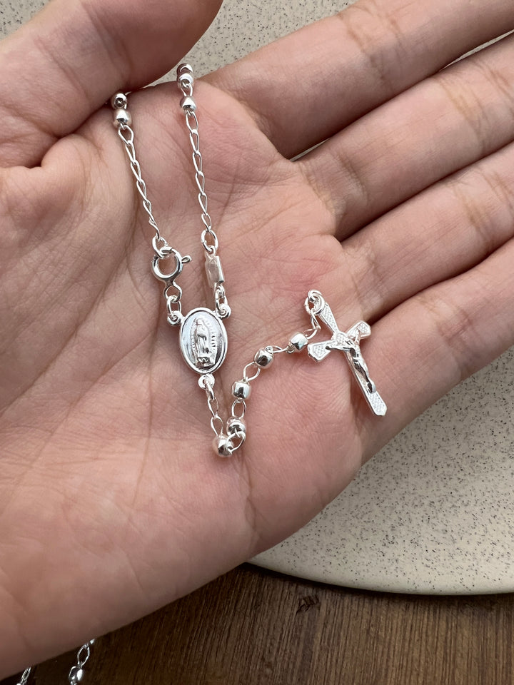 Rosario Plata Virgen Guadalupe 3MM