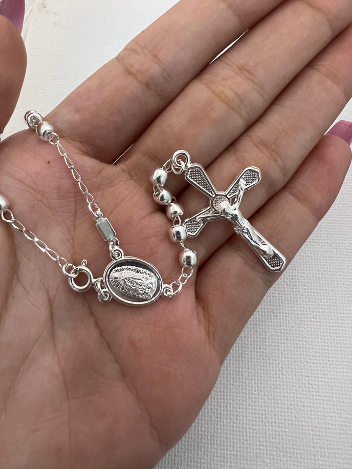 Rosario Plata Virgen Guadalupe 4MM