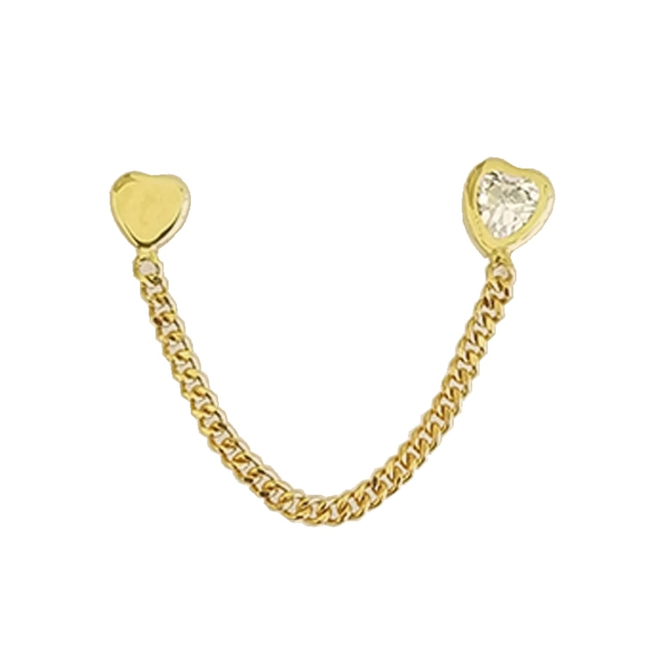 Aretes de Oro 10k Cadena Corazón