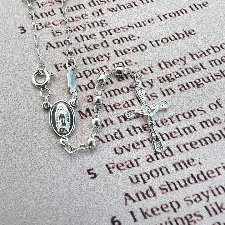 Rosario Plata Virgen Guadalupe 3MM