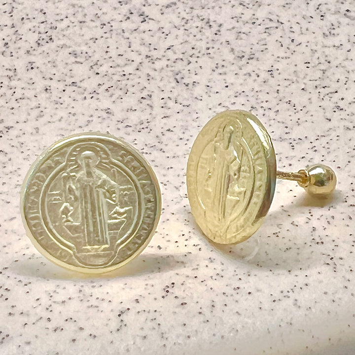 Aretes de Oro 10k San Benito 10MM