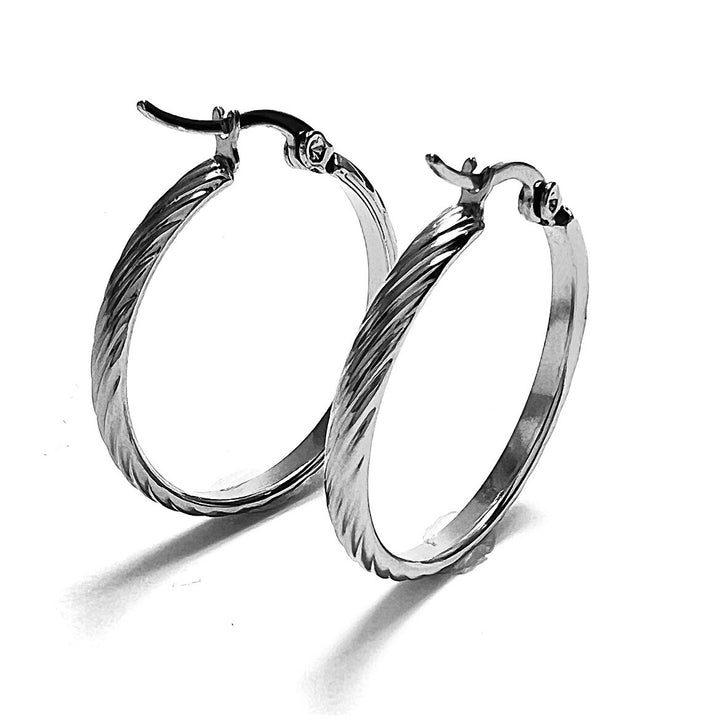 Argollas Olas 35MM Plateadas Acero