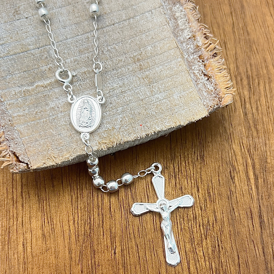 Rosario Plata Virgen Guadalupe 4MM