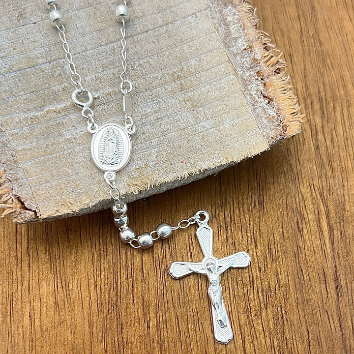 Rosario Plata Virgen Guadalupe 4MM
