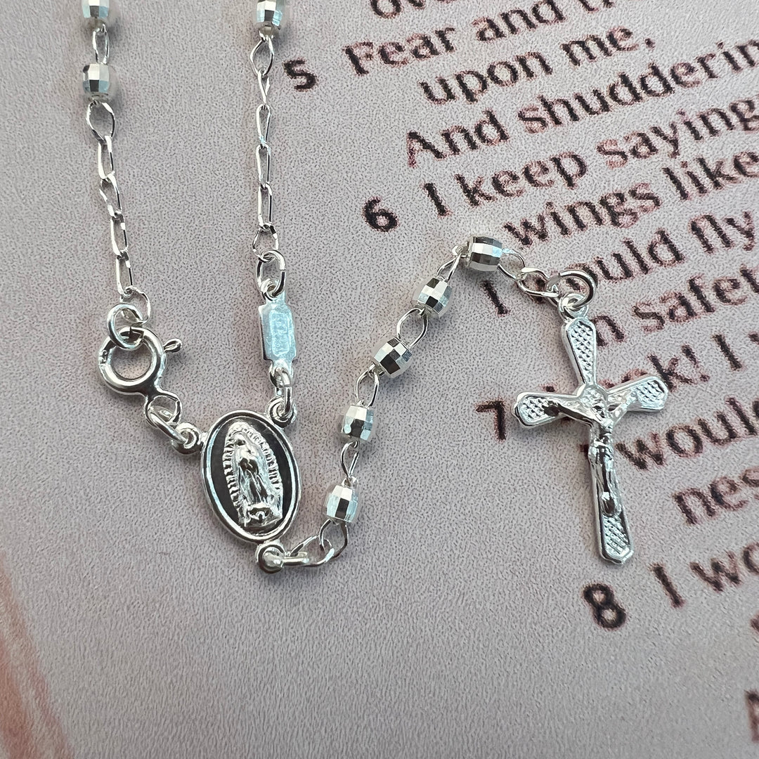 Rosario Plata Virgen Guadalupe 3MM