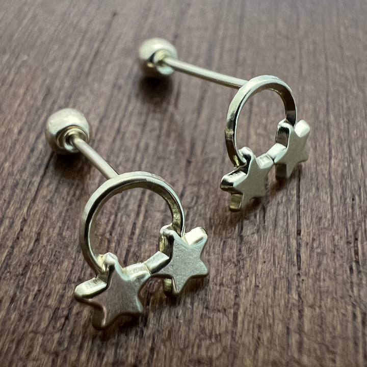 Aretes de Oro 10k Estrella Arcoíris 6MM