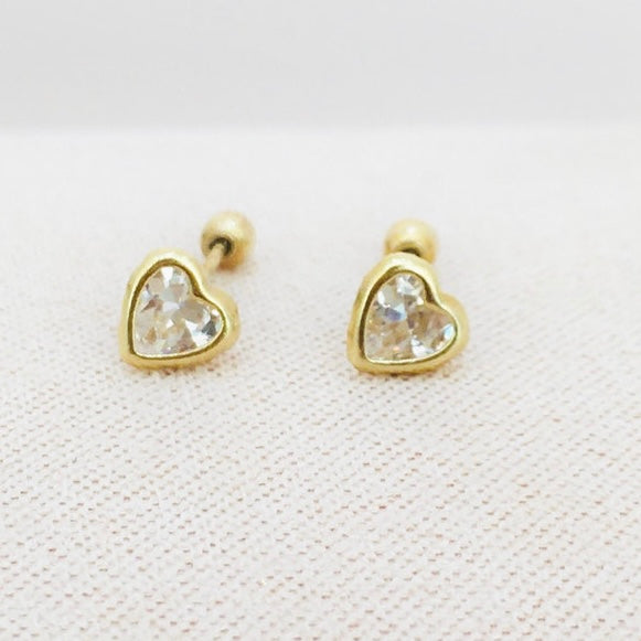 Aretes de Oro 10k Corazón Bicel 4MM