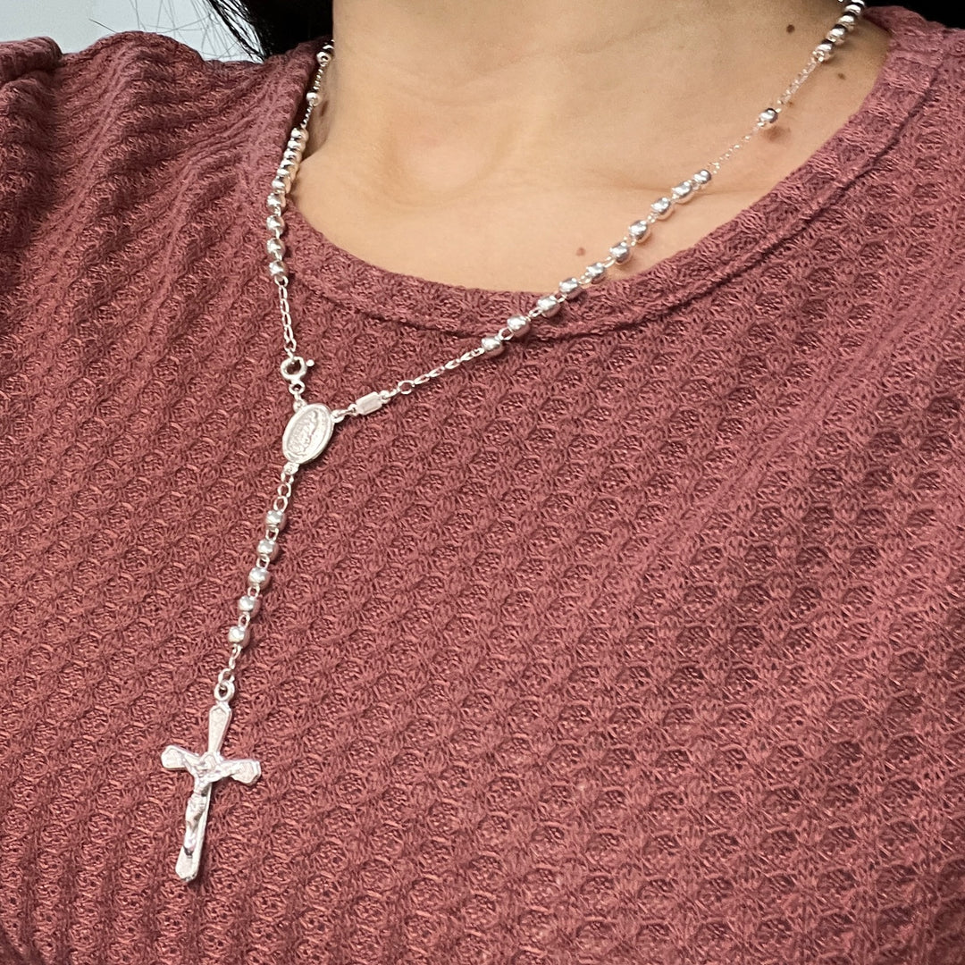 Rosario Plata Virgen Guadalupe 4MM