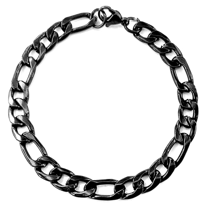 Pulsera Acero Figaro Negra 8MM