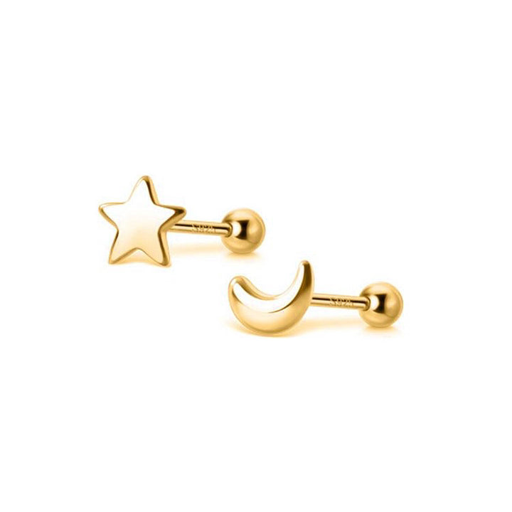 Aretes de Oro 10k Estrella Luna 3MM