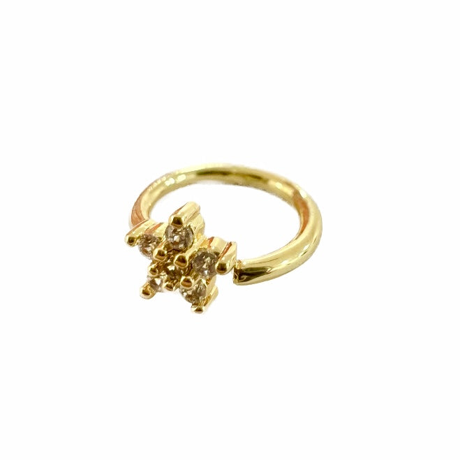 Piercing Argolla de Nariz 🌸 Flor Quirúrgico Dorado