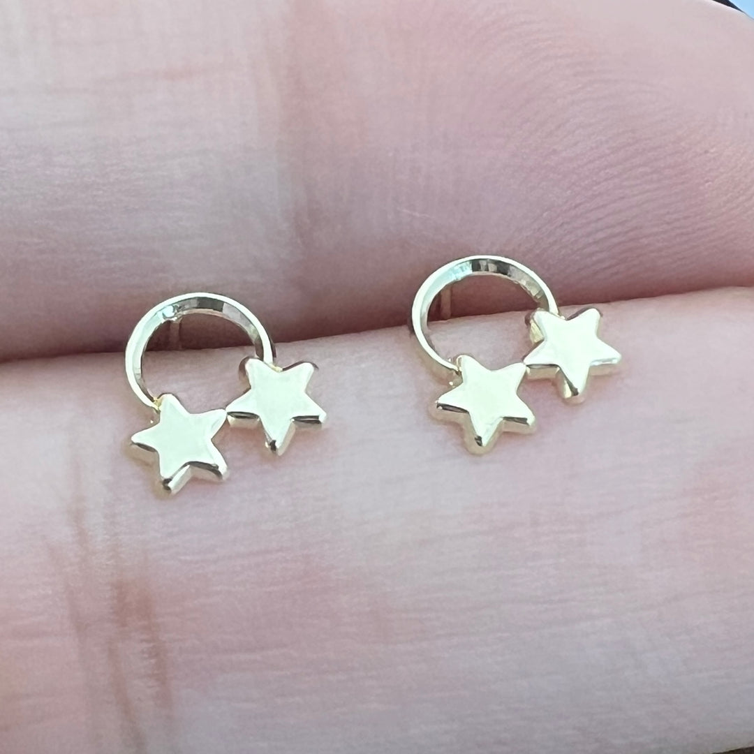 Aretes de Oro 10k Estrella Arcoíris 6MM