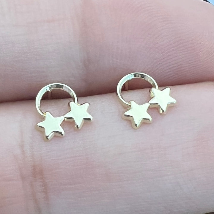 Aretes de Oro 10k Estrella Arcoíris 6MM
