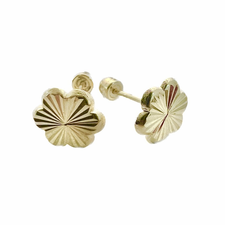 Aretes de Oro 10k Flor Diamantada 6MM