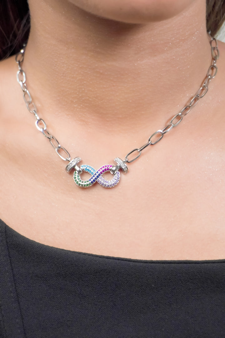 Collar y Pulsera Infinito ♾ Plateado