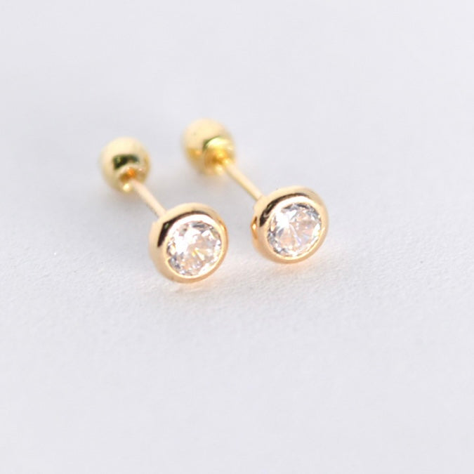 Aretes de Oro 10k Redondo Bicel 4MM
