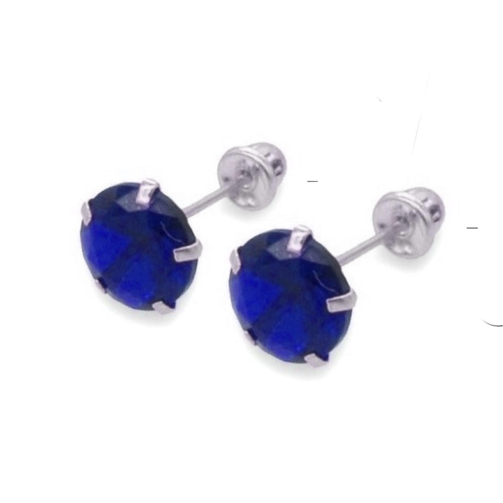 Aretes Deneb Azul 6MM Plata
