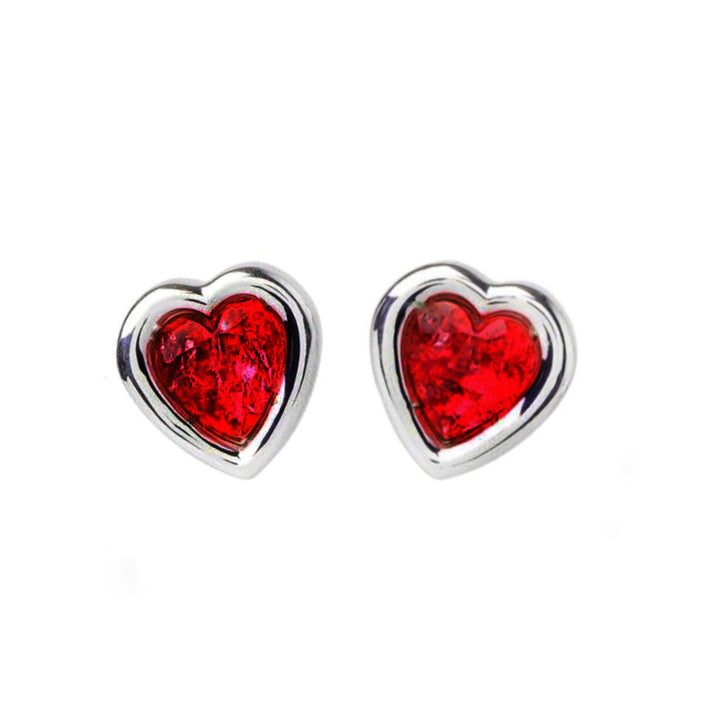 Aretes Corazón Bicel Rojo 5MM Plata