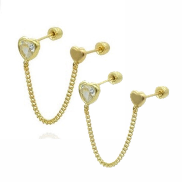 Aretes de Oro 10k Cadena Corazón