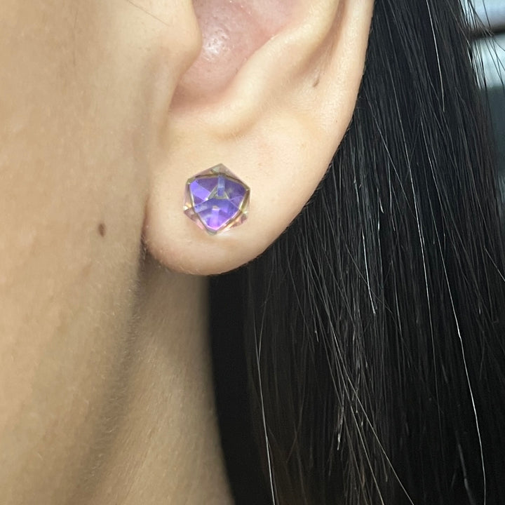 Aretes Cubo Tornasol Plata