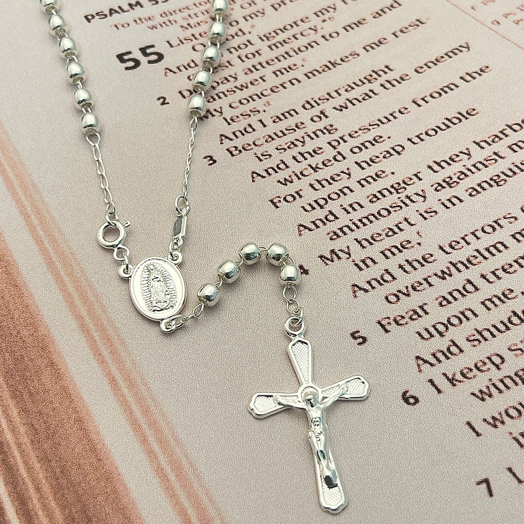 Rosario Plata Virgen Guadalupe 4MM